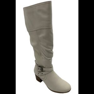 Masseys Women's Dakota Block Heeled Tall Shaft Boots Bone - Medium